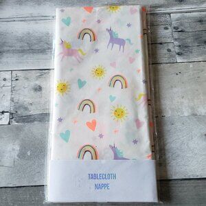 NWT - Meri Meri Unicorn and Rainbow Disposable Tablecloth 102"x54"